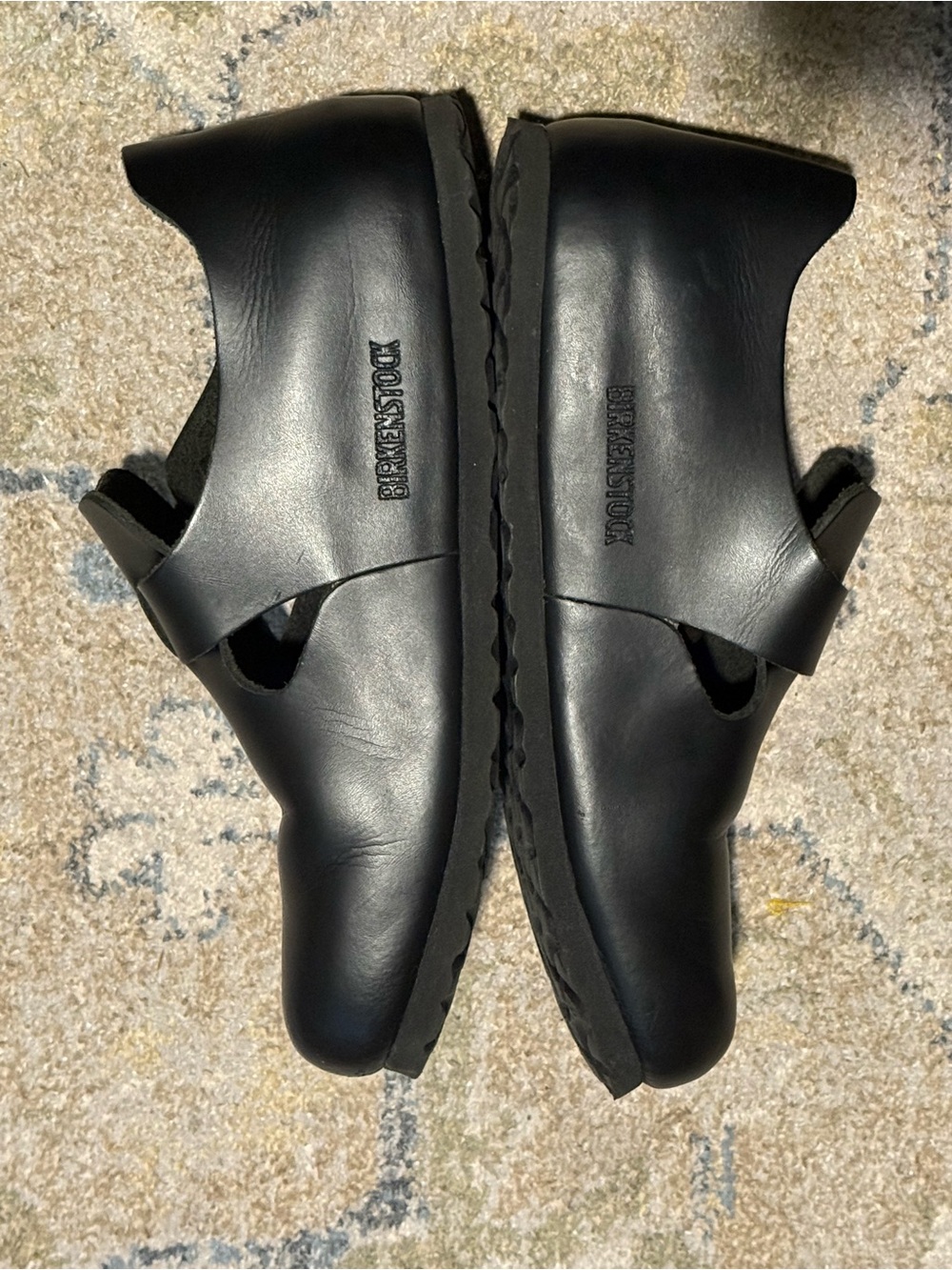 London Oiled Leather Birkenstock Black closed toe Slip-On Buckle Shoes - Picture 4 of 10
